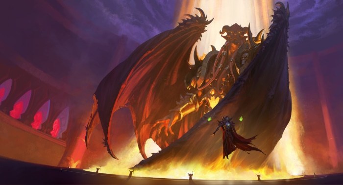Kil'jaeden and a Blood Elf Mage in the Sunwell
