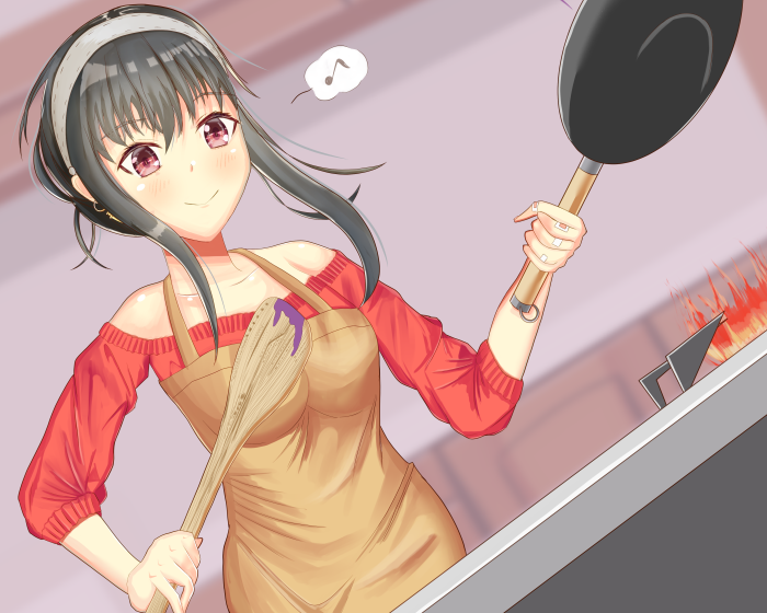 Yor Forger from Spy X Family cooking