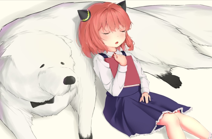 Anya Forger and Bond from Spy X Family sleeping