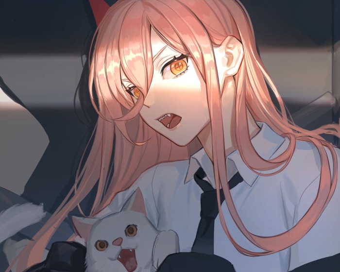 Power from Chainsaw Man with a cat