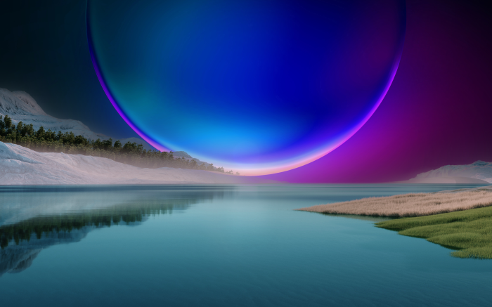 Windows 11 abstract landscape with orb