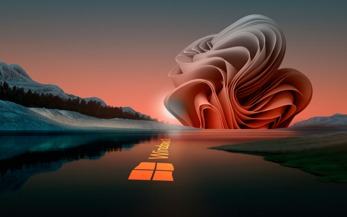 Windows 11 abstract landscape reflection