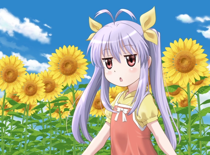 Renge Miyauchi from Non Non Biyori in a sunflower field