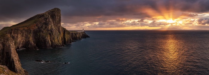 Neist Point Lighthouse, Isle of Skye at Sunset