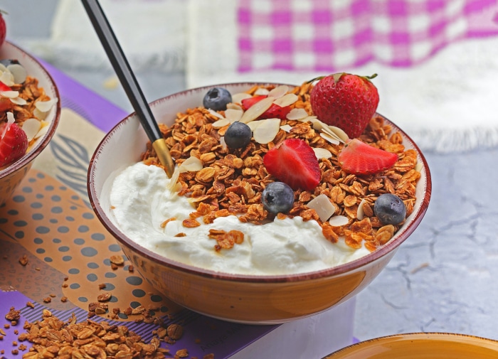 Granola with yogurt and berries
