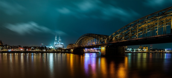 Cologne Cathedral and Hohenzollern Bridge at Night