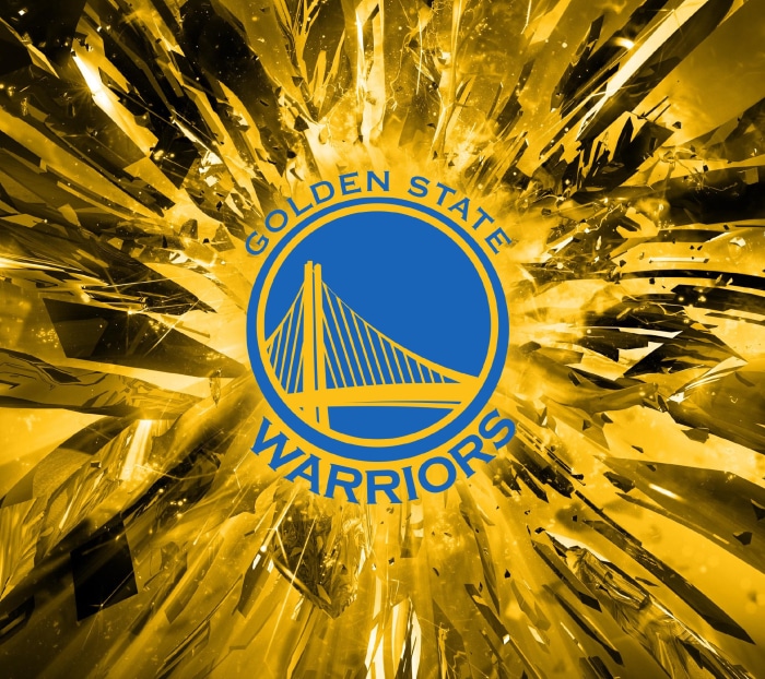 Golden State Warriors logo with abstract background