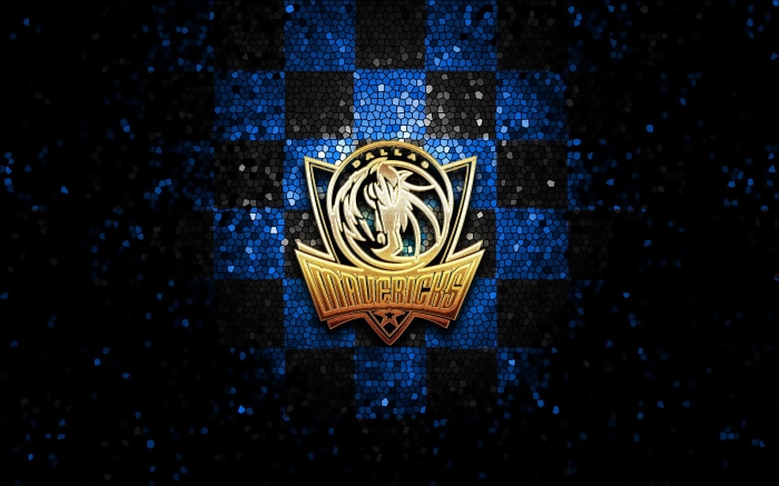 Dallas Mavericks logo on a checkered background