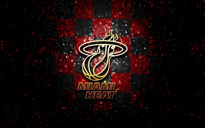 Miami Heat logo on a checkered background