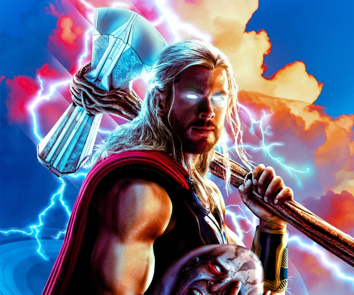 Thor from Marvel Holding Stormbreaker and Loki's Head