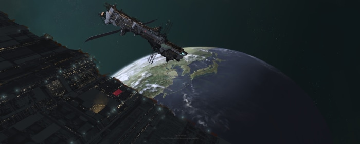 Space Station and Ship Over East China Sea