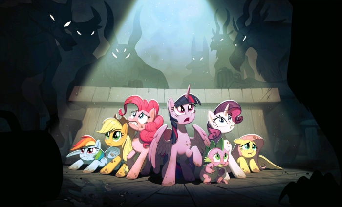 My Little Pony: The Movie characters in a dark setting