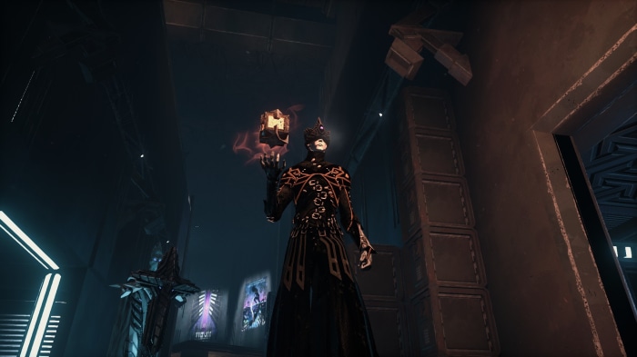 A character from Hellpoint holding a glowing object