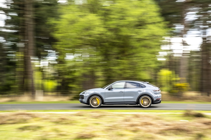 Porsche Cayenne Turbo driving on a road