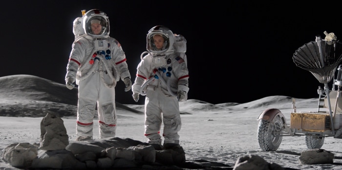 Astronauts on the Moon with Lunar Rover