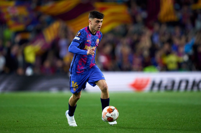 Pedri from FC Barcelona playing soccer