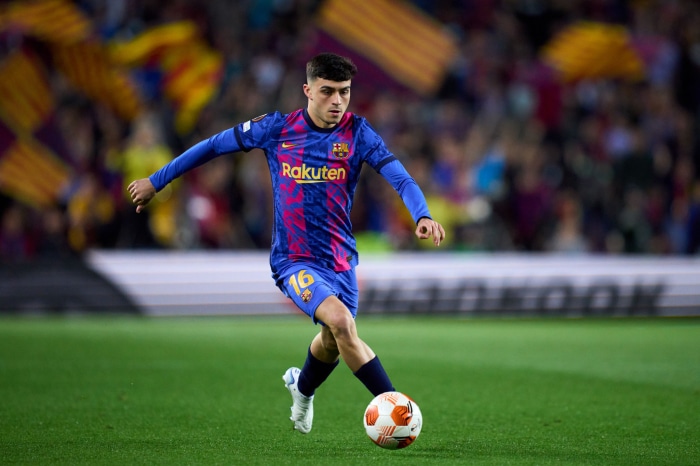 Pedri from Barcelona playing soccer