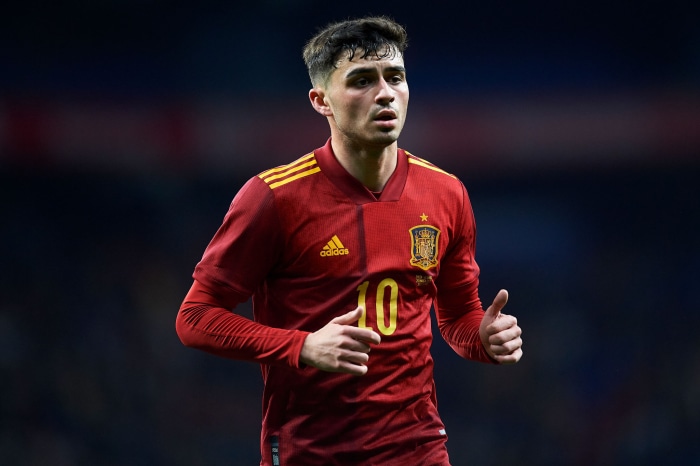 Pedri wearing Spain national football team jersey