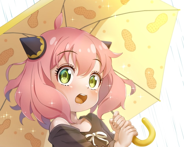 Anya Forger from Spy X Family holding an umbrella