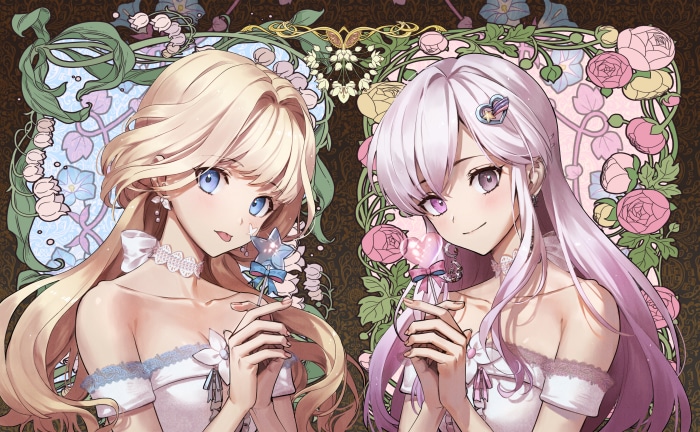 Two anime girls with flowers 4K