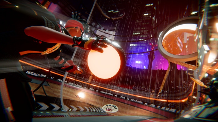 Roller Champions player holding a glowing ball