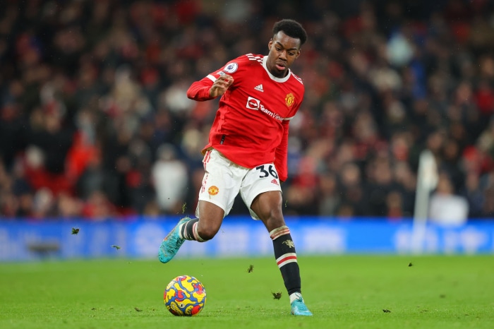 Anthony Elanga of Manchester United playing soccer