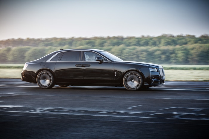 Black Rolls-Royce Ghost on a Racetrack