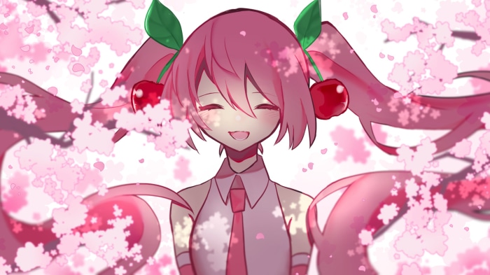 Hatsune Miku with cherry blossoms