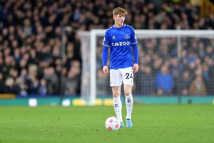 Anthony Gordon from Everton F.C. on the pitch
