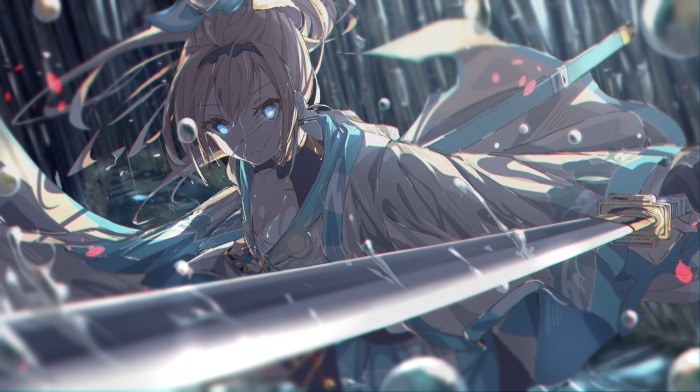Kazama Iroha with a sword