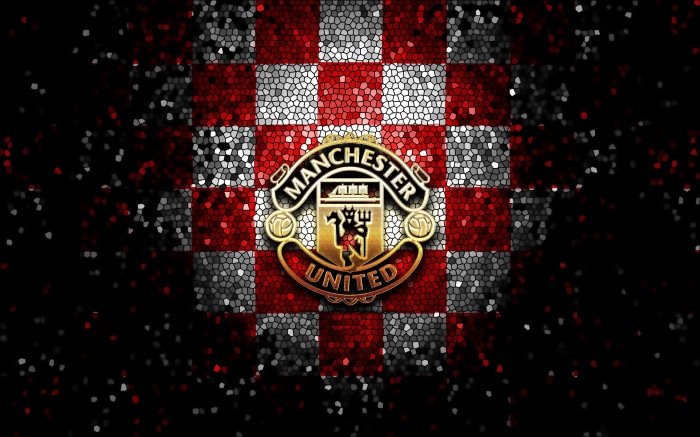 Manchester United Logo on Checkerboard Pattern