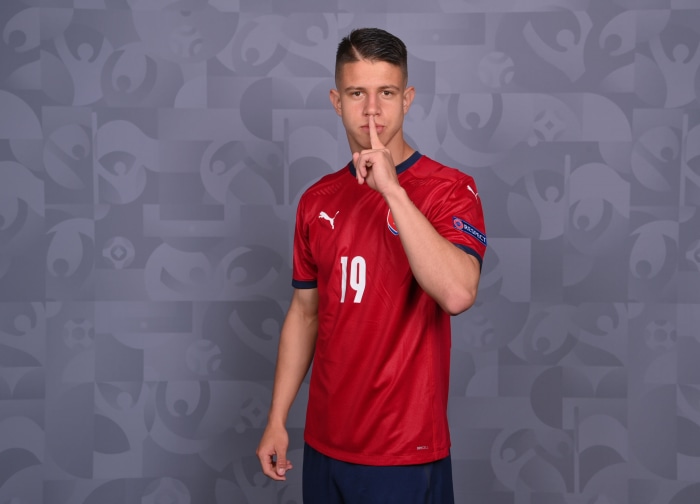 Adam Hložek in Czech Republic football kit