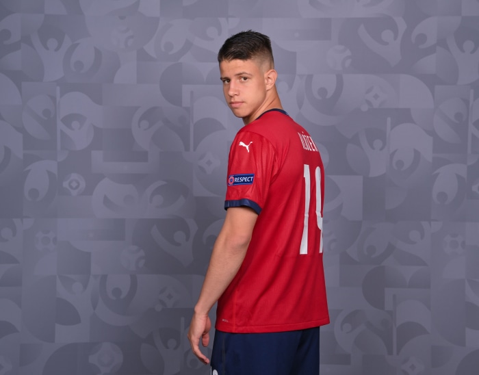 Adam Hložek wearing Czech Republic jersey