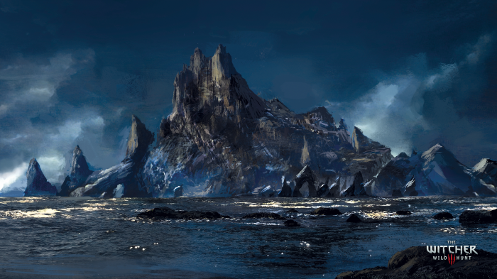 The Witcher 3: Wild Hunt concept art of rocky islands