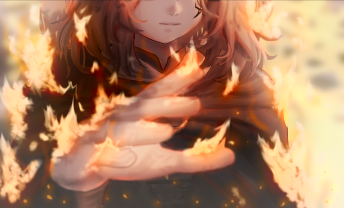 Character engulfed in flames from Elden Ring