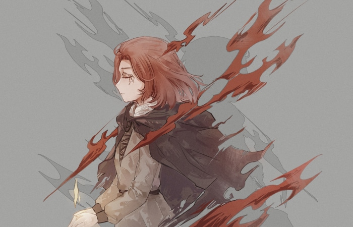 Melina from Elden Ring with red spectral flames