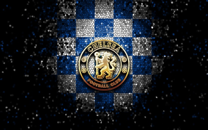 Chelsea F.C. Logo on Checkerboard Pattern