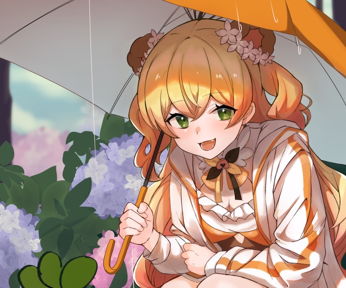 Momosuzu Nene from Hololive holding an umbrella