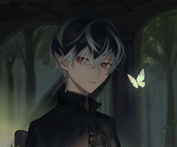 Momo from IDOLiSH7 with a butterfly