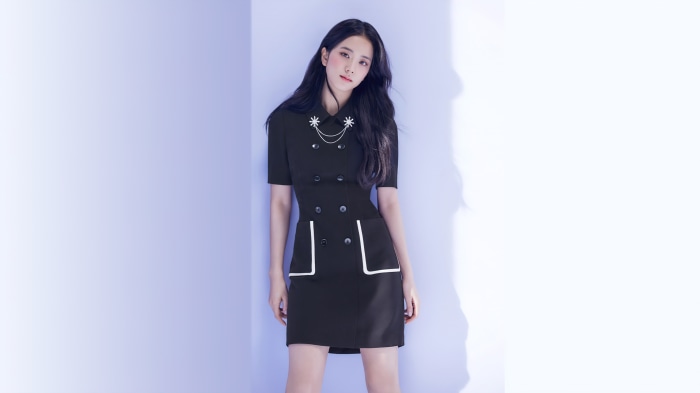 Kim Ji-soo in a black dress