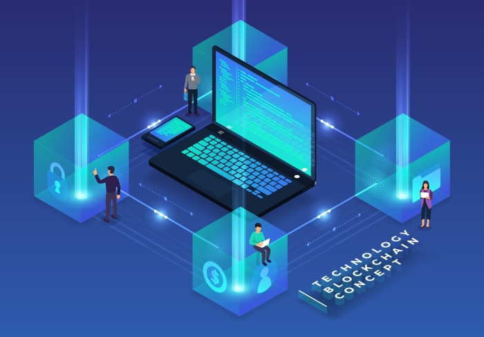 Blockchain Technology Concept with Digital Cubes