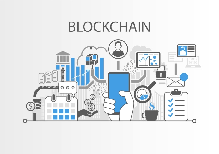 Blockchain technology and finance illustration 4K