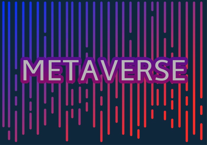 Metaverse text with abstract background