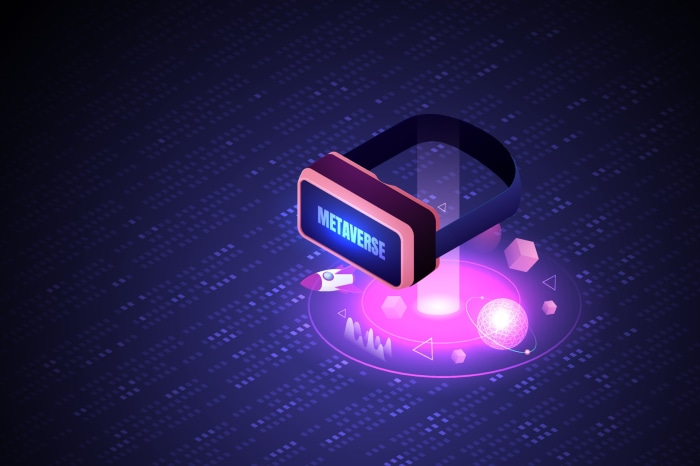 Metaverse VR headset with digital elements