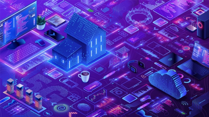 Metaverse digital landscape with technology and data