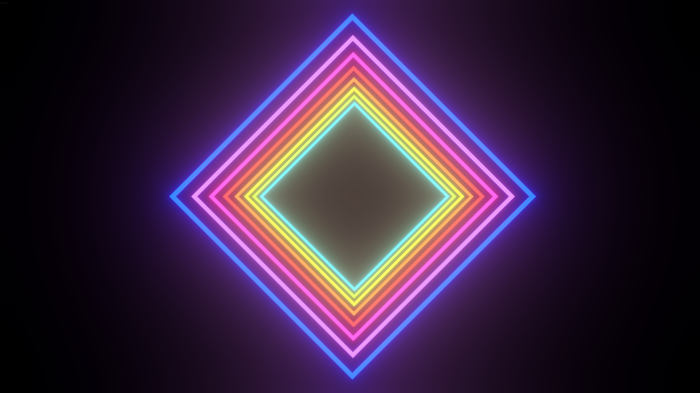 Neon diamond shapes in rainbow colors