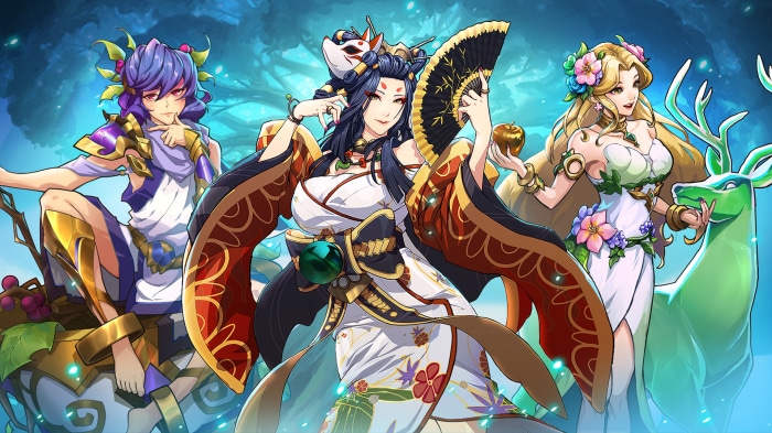 Mythic Heroes characters in a forest setting