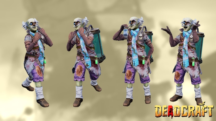 Four zombie-like characters from Deadcraft