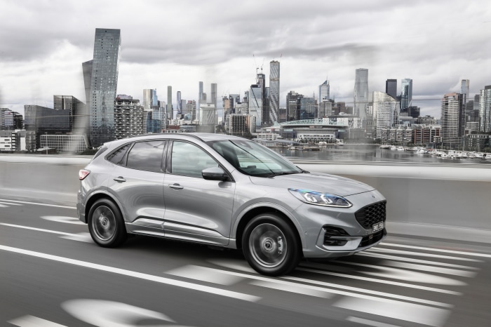 Silver Ford Escape Plug-in Hybrid ST-Line 4K driving