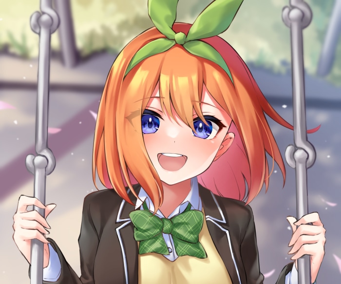 Yotsuba Nakano from The Quintessential Quintuplets on a swing